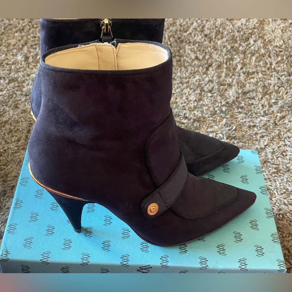 Nine West Navy Blue Suede Ankle Booties